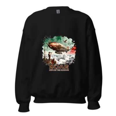 Steampunk Airship Sweatshirt – Unisex Crew Neck Graphic Pullover