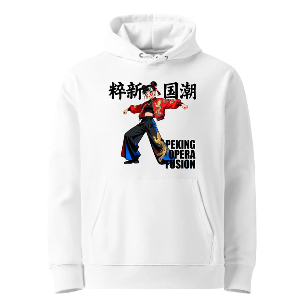 Unisex Eco Hoodie – Peking Opera Fusion Graphic Sweatshirt