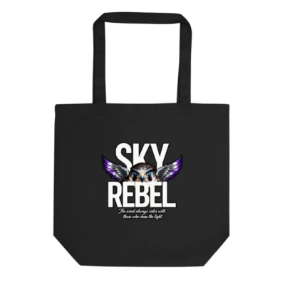 Sky Rebel Eco Black Tote Bag – Reusable Cotton Shoulder Bag