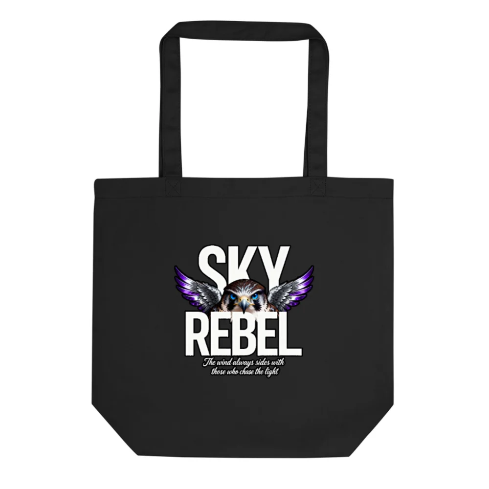 Sky Rebel Eco Black Tote Bag – Reusable Cotton Shoulder Bag