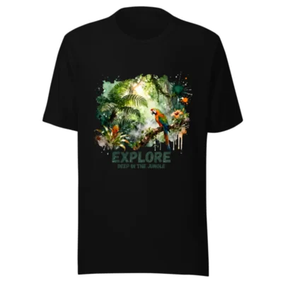 Explore Deep in the Jungle Unisex T-Shirt – Tropical Parrot Print