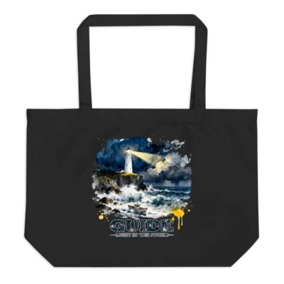Organic Cotton Tote Bag – Lighthouse 'Guide: Light in the Storm' Art Print