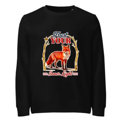 Organic Cotton Unisex Sweatshirt – Fox 'Trust Your Inner Light' Design