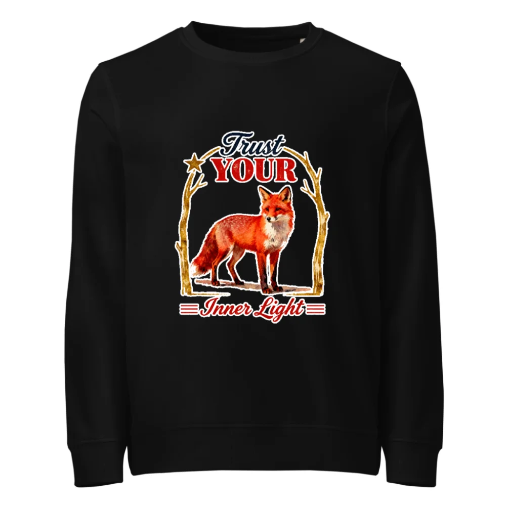 Organic Cotton Unisex Sweatshirt – Fox 'Trust Your Inner Light' Design