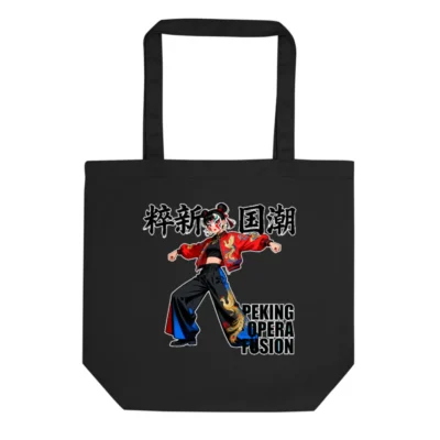 Eco Black Tote Bag – Peking Opera Fusion Art Design