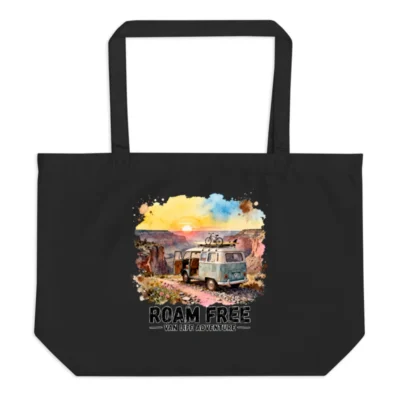 Roam Free Van Life Tote Bag – Large Organic Cotton Shopping Bag
