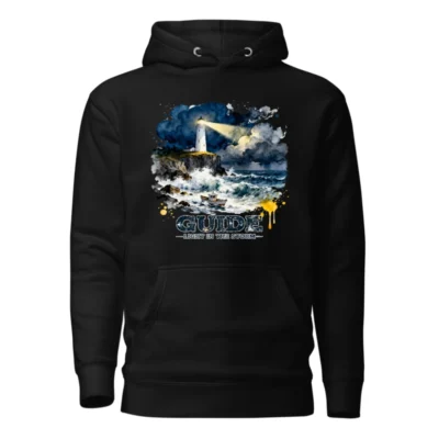 Unisex Premium Hoodie – Guide Light in the Storm Graphic Pullover