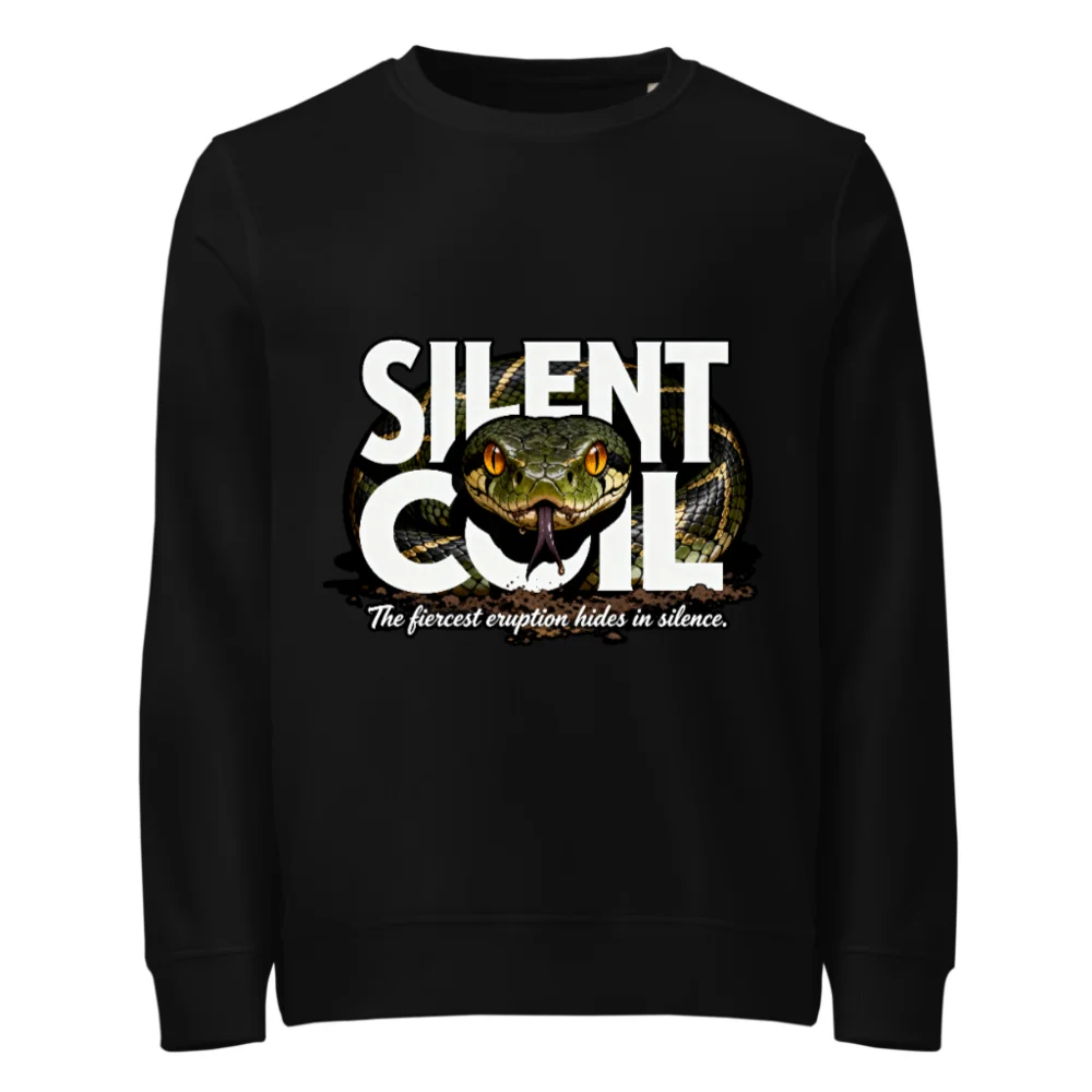 Silent Coil Unisex Organic Cotton Sweatshirt – Snake Graphic Hoodie