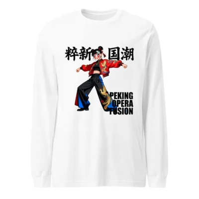 Peking Opera Fusion Unisex Long Sleeve Tee - Chinese Traditional Art Streetwear