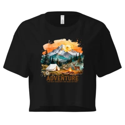 Adventure Crop Top for Women – Outdoor Camping Graphic Tee