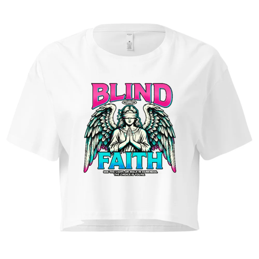 Blind Faith Crop Top for Women – Graphic Angel Tee