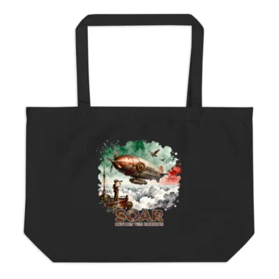 Steampunk Airship Tote Bag – Large Organic Cotton Shopping Bag