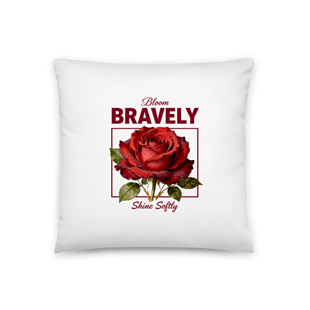 Bloom Bravely Red Rose Pillow 18"x18" - Soft & Stylish Decorative Throw Pillow