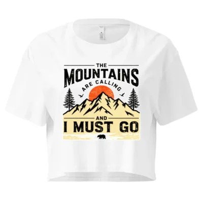 Women's Crop Top - 'The Mountains Are Calling' Graphic Tee