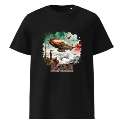 Steampunk Airship T-Shirt – Unisex Organic Cotton Graphic Tee