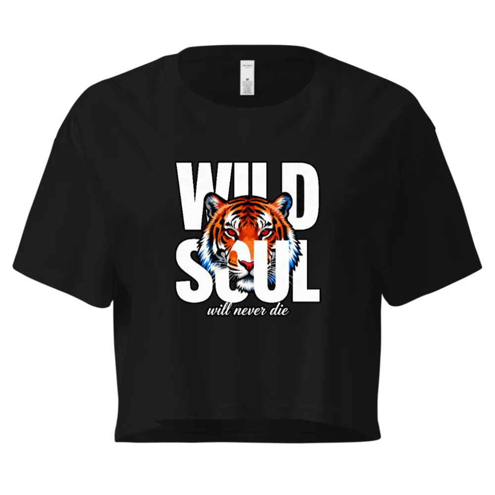 Wild Soul Tiger Crop Top for Women – Graphic Short Sleeve Tee