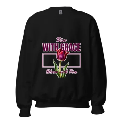 Rise With Grace Sweatshirt – Unisex Crew Neck with Tulip Design