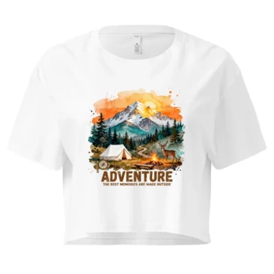 Adventure Crop Top for Women – Outdoor Camping Graphic Tee