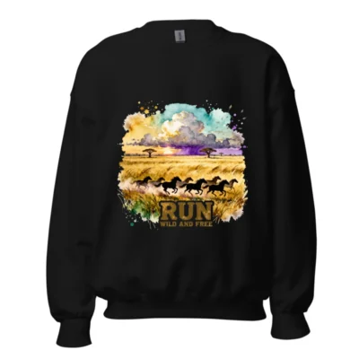 Run Wild and Free Sweatshirt – Unisex Crewneck Graphic Pullover