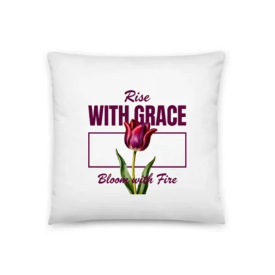 Rise with Grace Pillow – 18x18 Inch Decorative Throw Pillow with Tulip Design