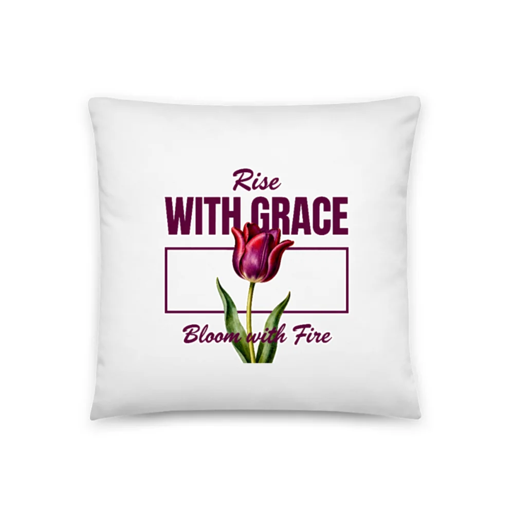 Rise with Grace Pillow – 18x18 Inch Decorative Throw Pillow with Tulip Design