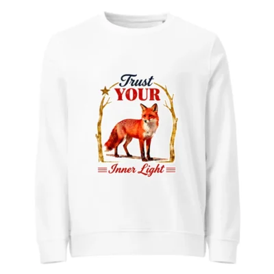 Organic Cotton Sweatshirt for Men & Women – 'Trust Your Inner Light' Fox Design