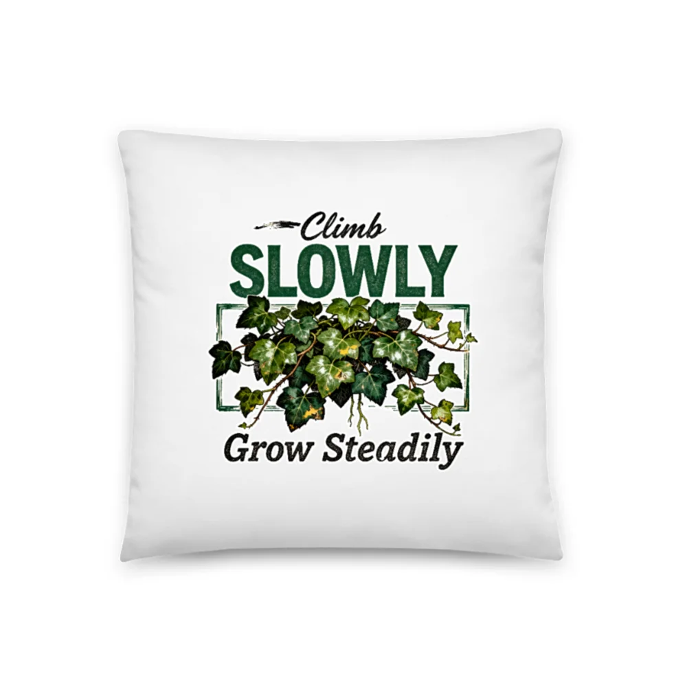 Climb Slowly Grow Steadily Pillow – Motivational Decor Cushion