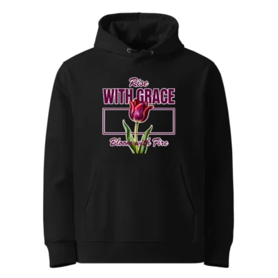 Rise With Grace Hoodie – Unisex Eco-Friendly Pullover with Tulip Design