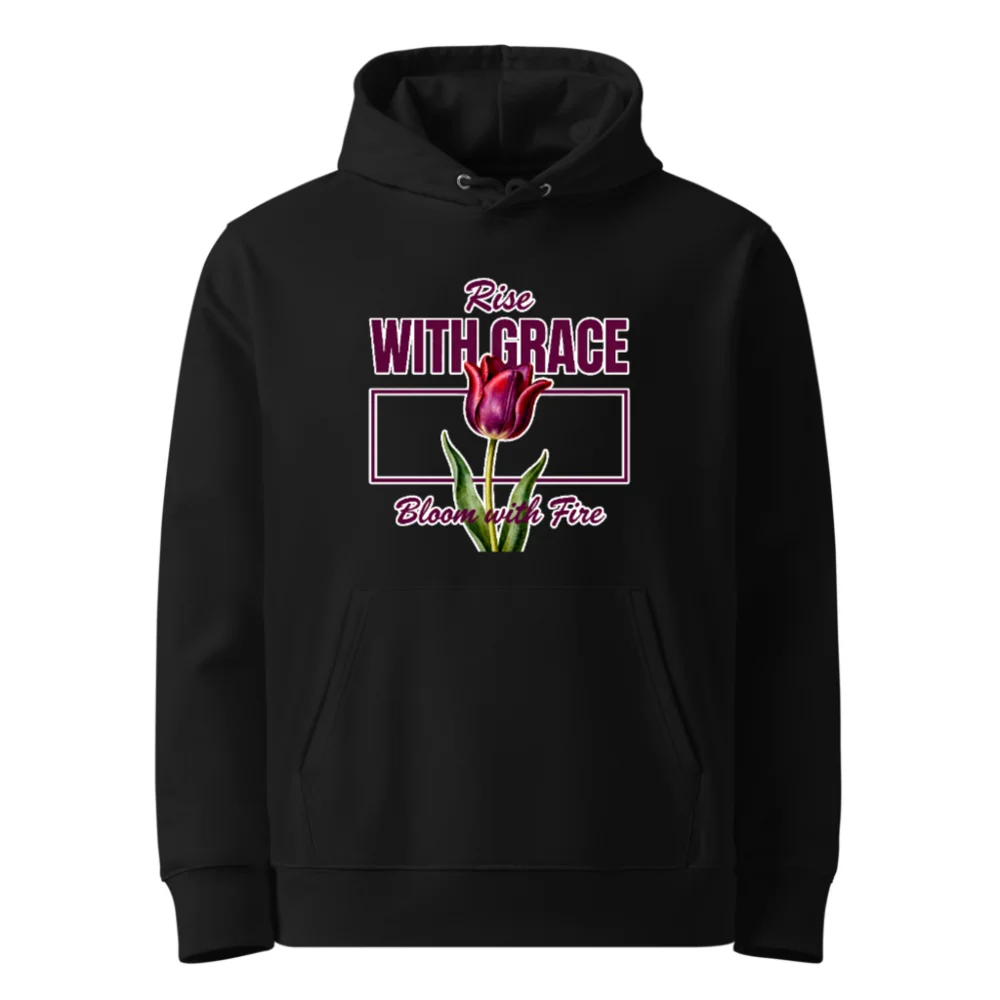 Rise With Grace Hoodie – Unisex Eco-Friendly Pullover with Tulip Design