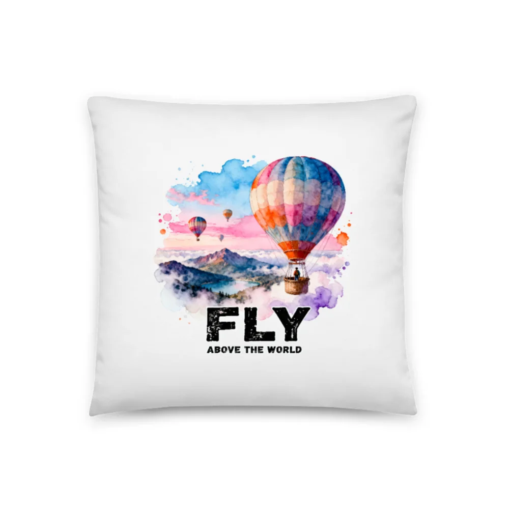 Fly Above the World Hot Air Balloon Pillow – 18x18 Inch Decorative Throw Pillow