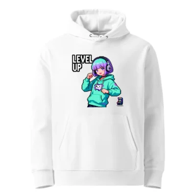 Level Up Pixel Gamer Hoodie – Unisex Eco-Friendly Pullover