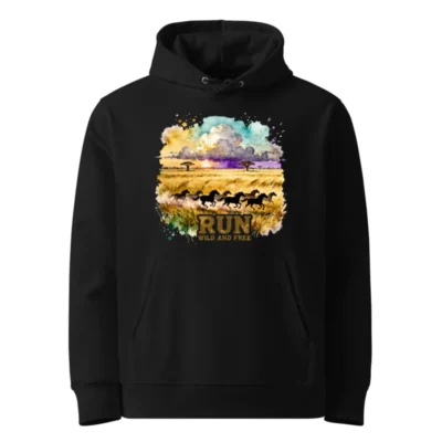 Run Wild and Free Hoodie – Unisex Eco-Friendly Pullover