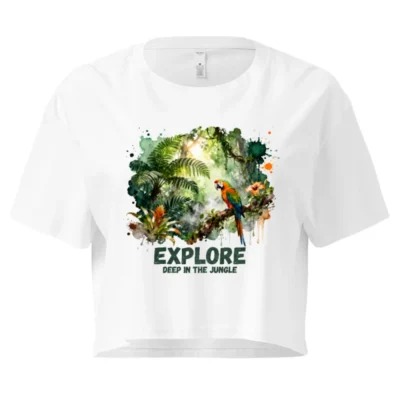 Women's Jungle Explorer Crop Top - Watercolor Parrot Tee