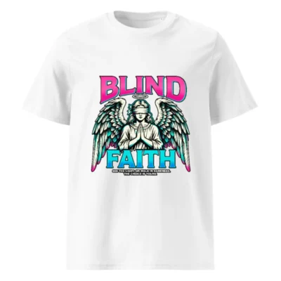 Blind Faith Unisex Organic Cotton T-Shirt – Graphic Tee with Angel Design