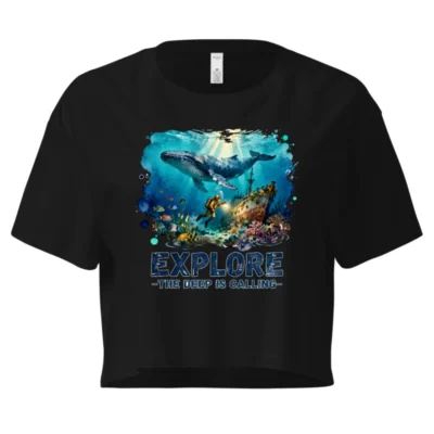 Explore the Deep is Calling Women's Crop Top - Ocean Diver Whale Tee