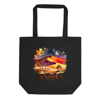 Eco Black Tote Bag – Wander Lost in the Dunes Canvas Shopper