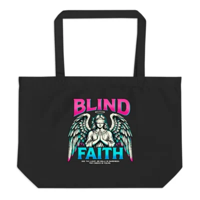 Blind Faith Organic Tote Bag – Large Black Eco Shopping Bag