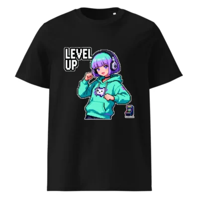 Level Up Pixel Gamer T-Shirt – Unisex Organic Cotton Tee