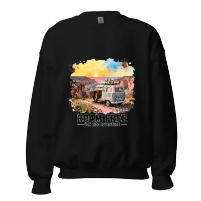 Roam Free Van Life Adventure Sweatshirt - Unisex Crew Neck