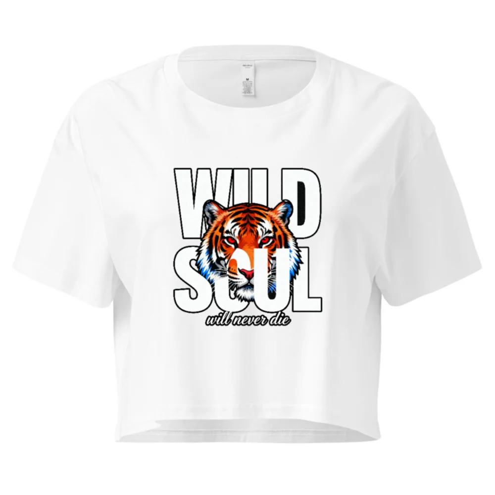 Wild Soul Tiger Crop Top for Women – Graphic Short Sleeve Tee