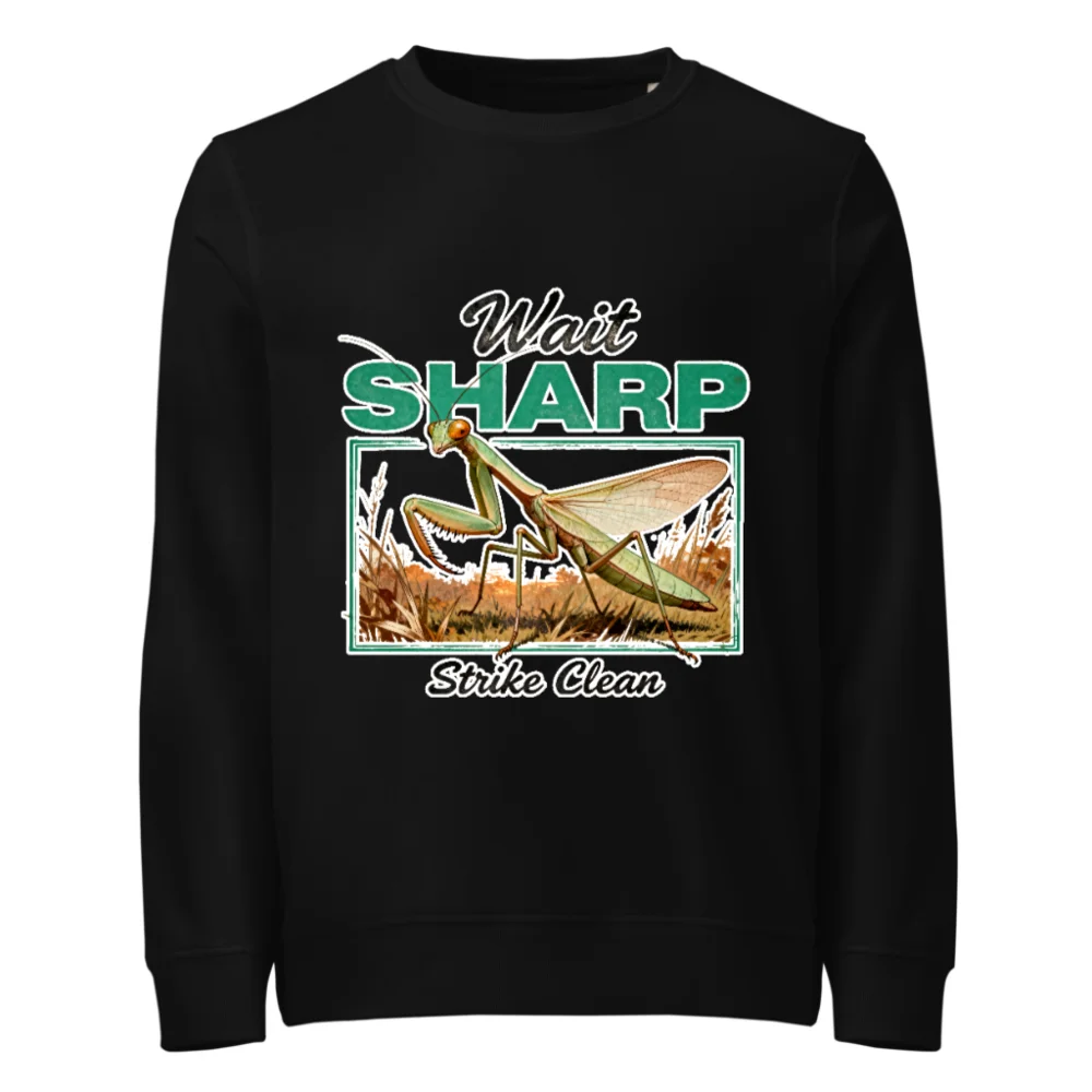 Organic Cotton Sweatshirt with Praying Mantis Graphic - Unisex