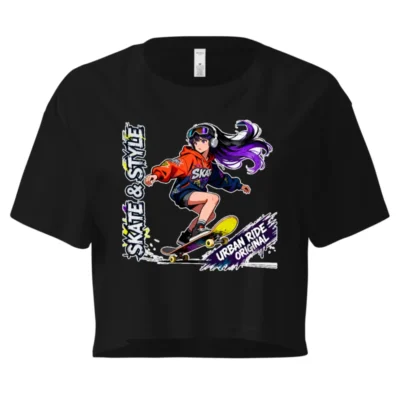 Skate & Style Women's Crop Top – Urban Ride Original Graphic Tee