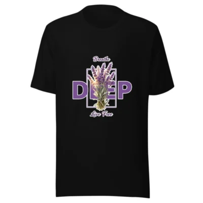 Unisex Lavender 'Breathe Deep Live Free' T-Shirt - Soft Cotton Graphic Tee