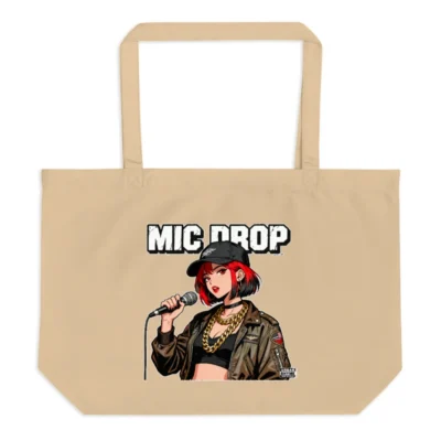 MIC DROP Organic Tote Bag – Large Eco-Friendly Canvas Shopping Bag