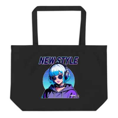 New Style Organic Tote Bag – Large Black Eco Shopping Bag