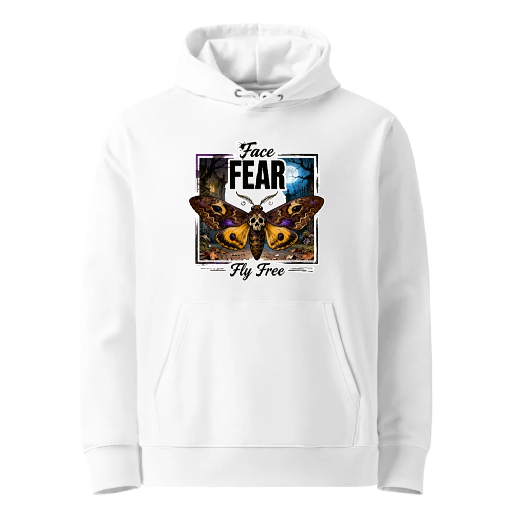 Face Fear Fly Free Hoodie – Unisex Eco-Friendly Graphic Pullover