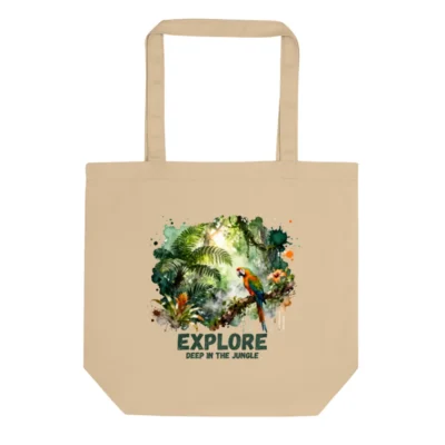 Eco Oyster Tote Bag – Reusable Cotton Canvas Jungle Print Shopper