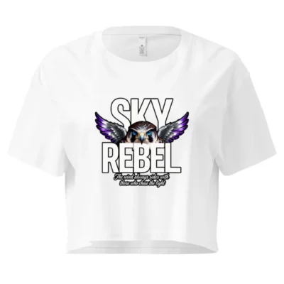 Sky Rebel Women's Crop Top – Hawk Graphic Tee with Purple Wings