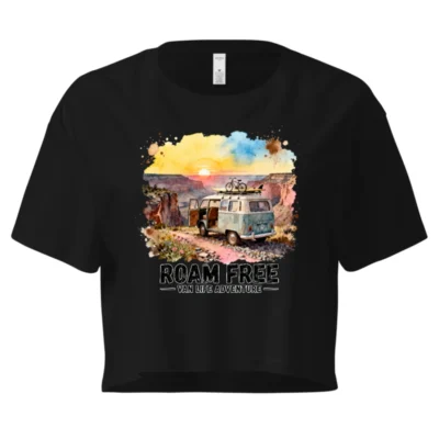 Roam Free Van Life Crop Top for Women – Adventure Graphic Tee