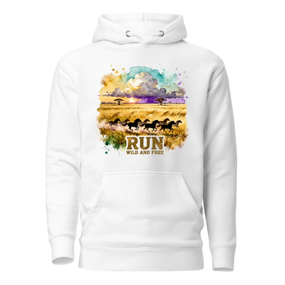 Run Wild and Free Hoodie – Unisex Premium Pullover Sweatshirt